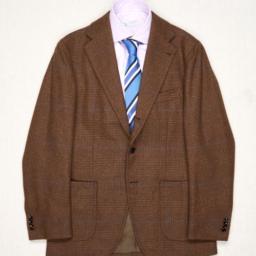 Casa Del Sarto Brown/Blue Prince of Wales Check Wool Sport Coat (Pre-Owned)