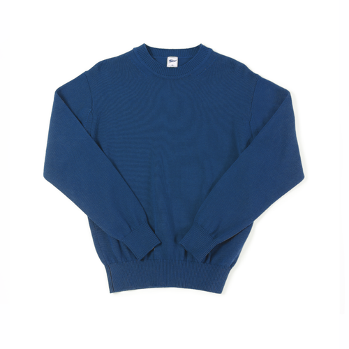 Solid Cotton Crew Neck Sweater - Blue