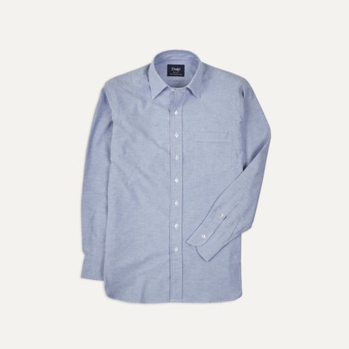 Blue Cotton Oxford Cloth Long Point Collar Shirt