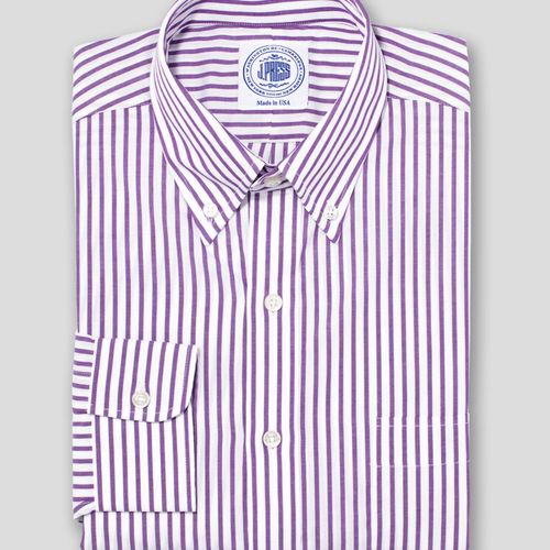 Purple/white Butcher Stripe Broadcloth Dress Shirt