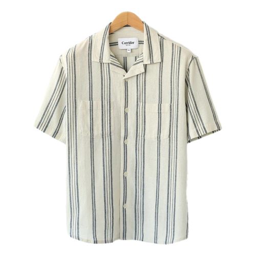 High Twist Stripe Camp Shirt Natural