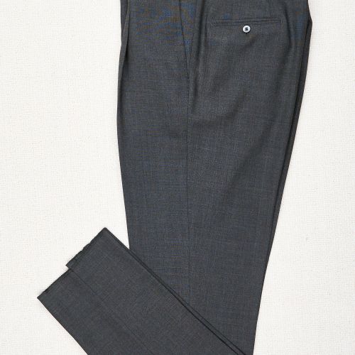 Orazio Luciano Grey Wool Single Pleat Trousers Bespoke (Pre-Owned)