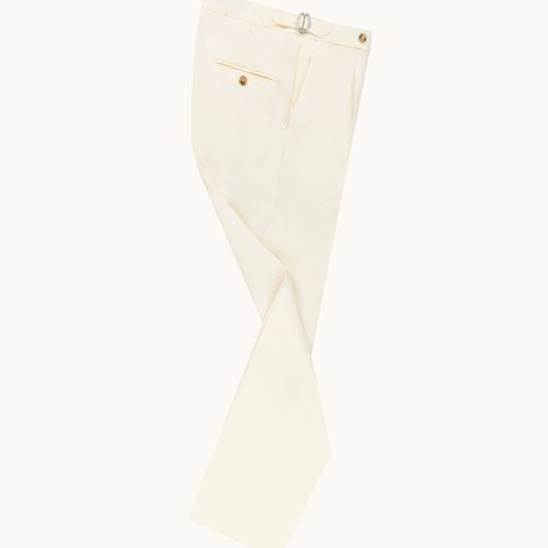 Single Pleat Trouser - Cream Linen