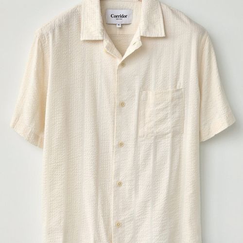 Striped Seersucker SS - White