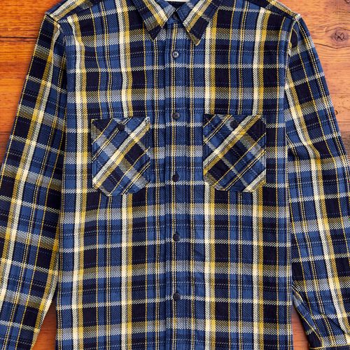 SIN23-01W Rope Dyed Flannel Shirt in Blue