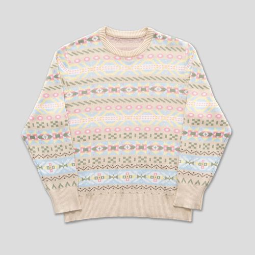 Crew Neck Fairisle Cotton Sweater