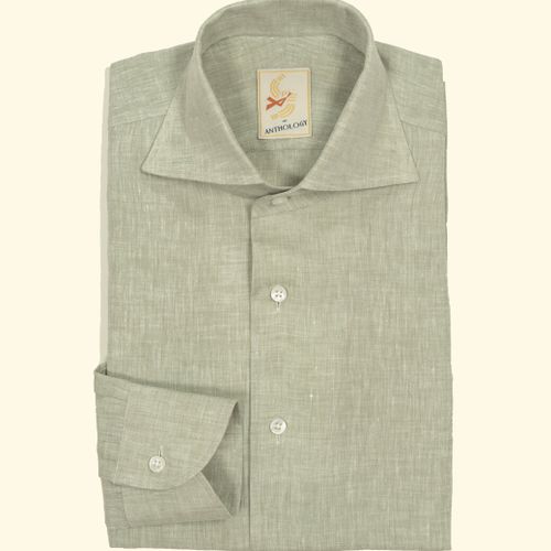 Sage Sand Green One-Piece Collar Linen ShirtSage Sand Green One-Piece Collar Linen Shirt