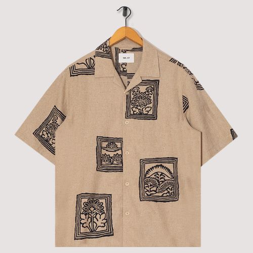 Ole S/S Shirt - Oatmeal Linen Print