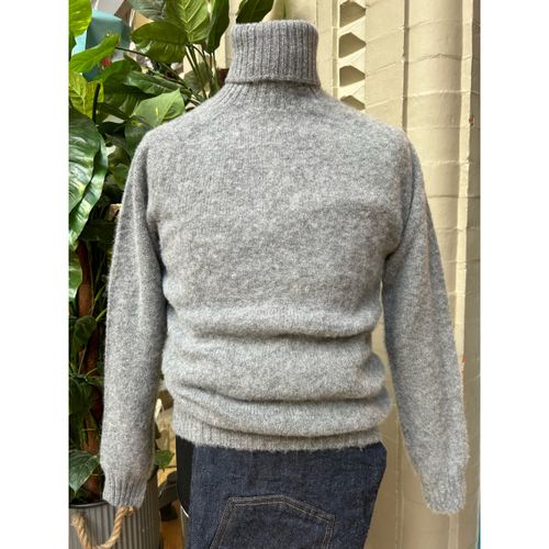 Harley Of Scotland Brushed Wool Roll Neck- Medium Grey