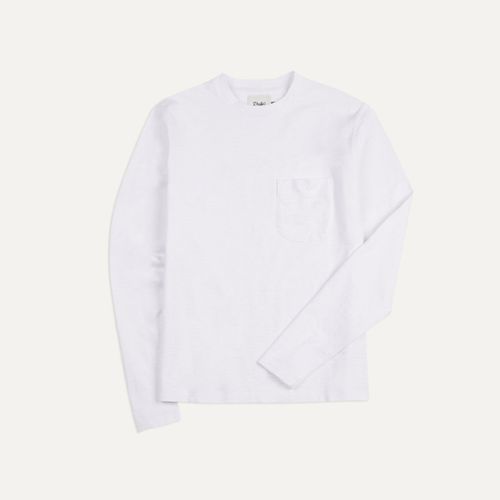 White Flamé Cotton Crew Neck Long Sleeve Hiking T-Shirt