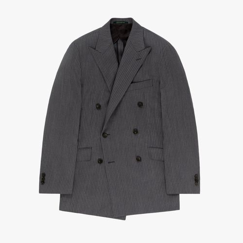 Double-Breasted Tropical Wool Suit Jacket