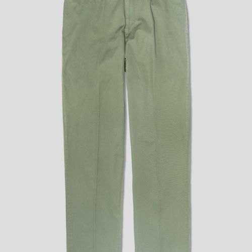 Cotton Cinch-back Chino Pants - Olive