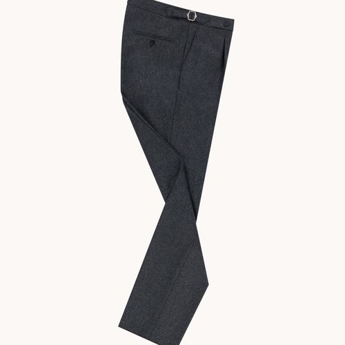 Single Pleat Trouser - Mid Grey Woollen Flannel