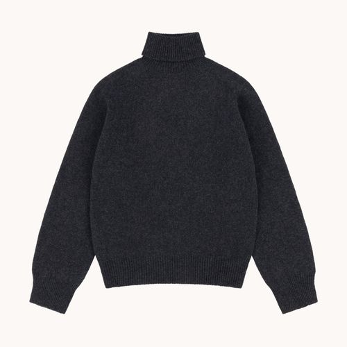 Lambswool Roll Neck Sweater - Charcoal