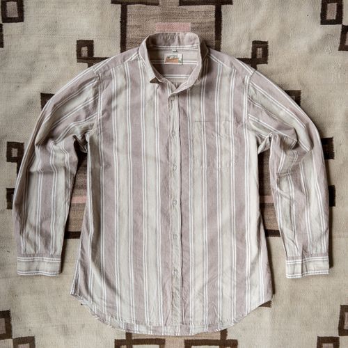 Washed Madras Button Down Collar Shirt - Earthtone Stripe