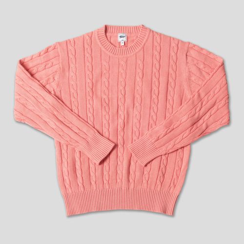 Cotton Linen Solid Crew Neck Sweater - Pink