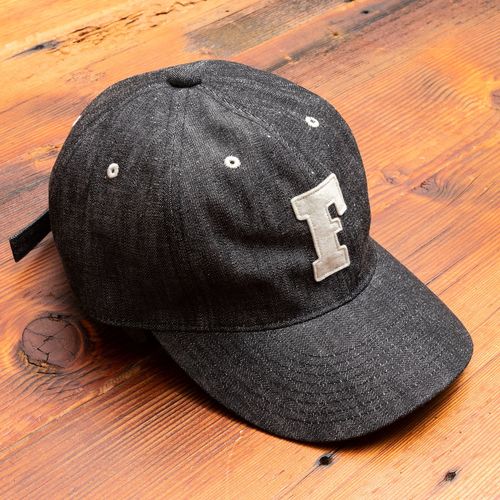 Patch Denim Baseball Cap in Black