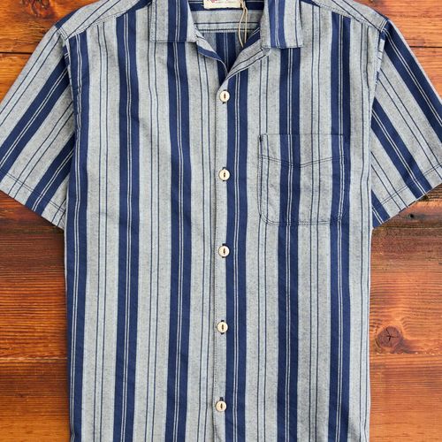 Hawaiian Button-Up Shirt in Mariner Stripe