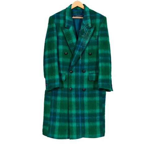 Moriens Double Breasted Coat Mohair Blend Green Blue