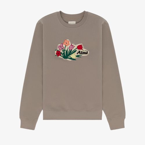 Floral Appliqué Crewneck Sweatshirt