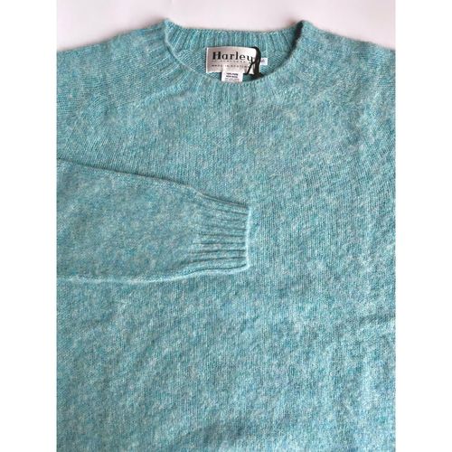 Harley Of Scotland Brushed Wool Crew Neck- Duck Egg