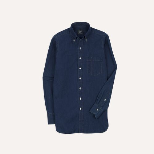 Mid Blue Cotton Chambray Button-Down Shirt