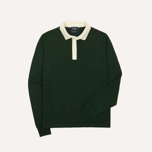 Green Merino Wool Knitted Rugby Shirt