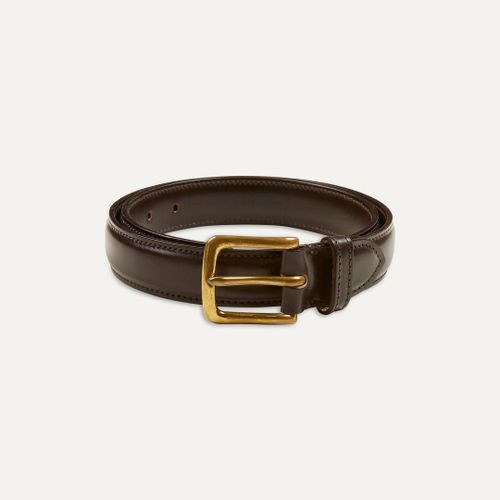 Dark Brown Fully Lined Bridle Leather Belt with Brass Buckle