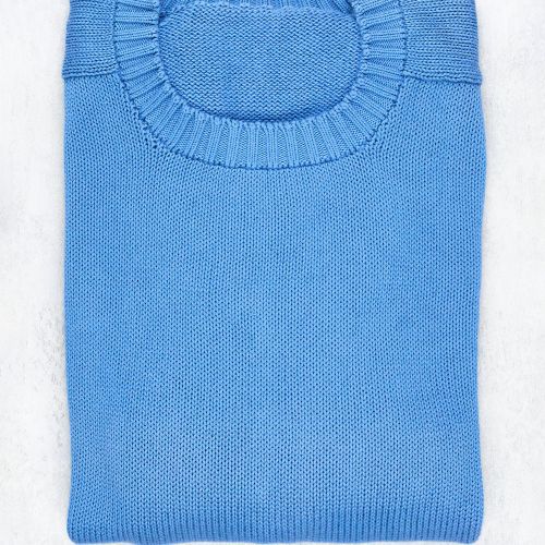 Anderson & Sheppard Blue Cotton Crewneck Sweater (NOS)