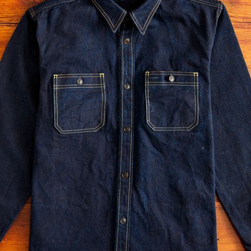 Aishibuzome Selvedge Denim Work Shirt in Indigo