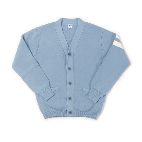 Solid Varsity Cotton Cardigan - Light Blue