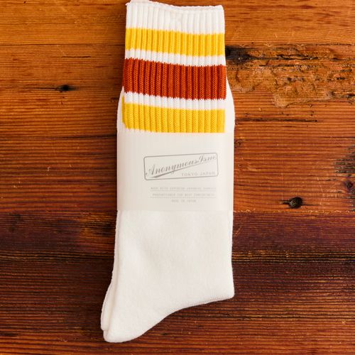 3 Line Crew Length Sock in Orange