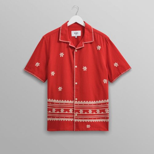 Didcot Shirt Red/Ecru Daisy Embroidery