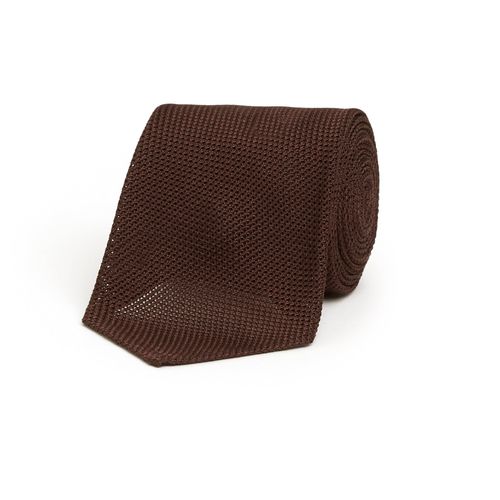 Bigi Fine Silk Grenadine Tie: Brown