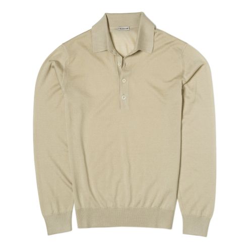 Caruso MA36 Beige Cashmere Silk Long Sleeve Polo (NOS)