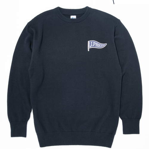 J. Press Varsity Crew Neck Sweater - Navy