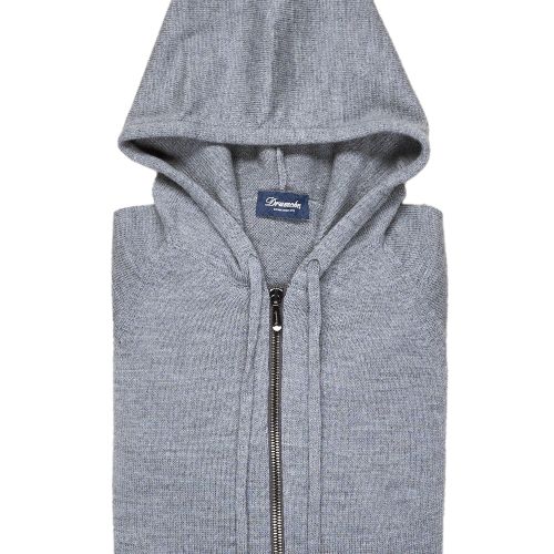 Drumohr Grey Merino Wool Zip Hoodie (NOS)