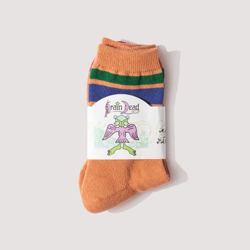 Logo Striped Quarter Sock - Orange