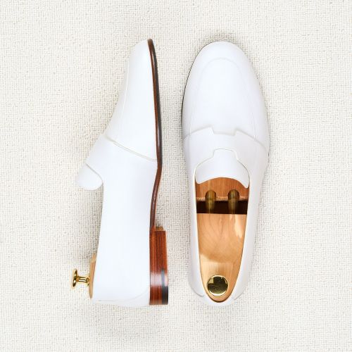 Hermes White Calf Ancora Loafers (Pre-Owned)