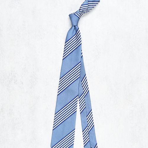 Drake's Blue and Navy/Ivory Stripe Silk Tie (NOS)