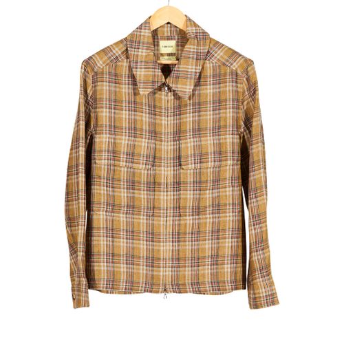 Mechanic Jacket Washed Linen Madras Honey check