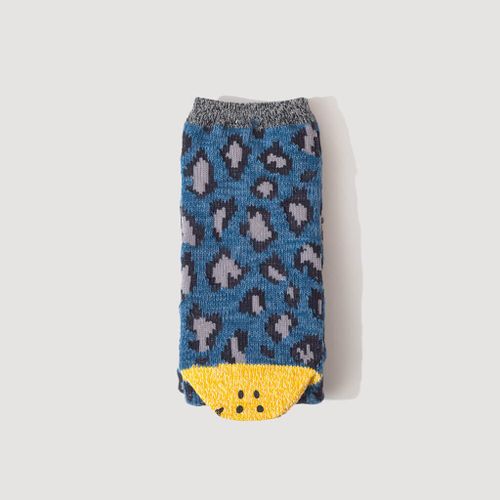 Leopard Smilie Socks - Blue