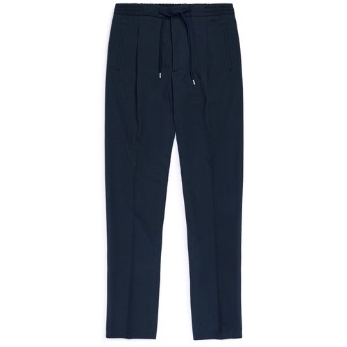 Lardini Cotton Seersucker Suit Trousers: Navy