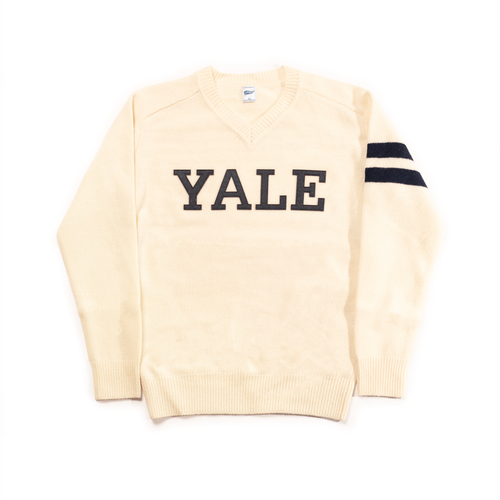 Yale Wool V-neck Sweater - White