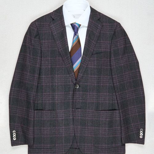 Corneliani Dark Grey with Purple Check Wool/Cashmere Sport Coat (Pre-Owned)