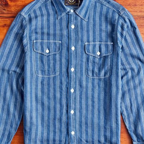 Wells Western Stripe Shirt in Indigo