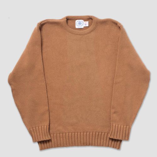 Chunky Cotton Crew Neck Sweater - Caramel