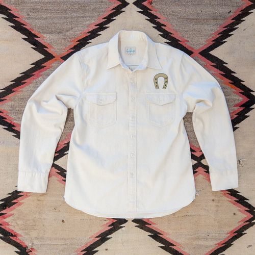 Horseshoe Chainstitched Herringbone Workshirt - Natural