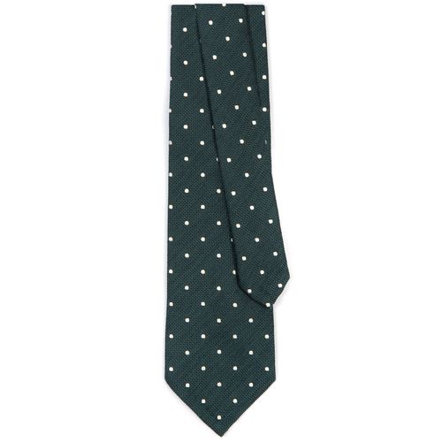 Bigi Silk Bourette Spot Tie: Green