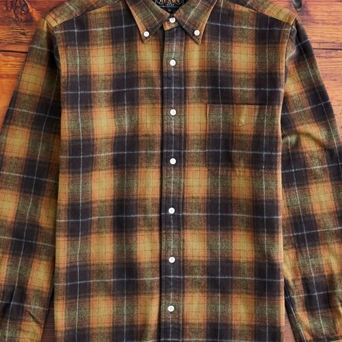 Shaggy Check Button-Down Shirt in Orange